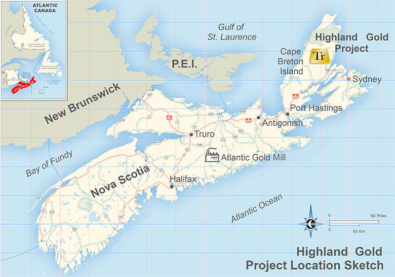 Figure 1: Location of Highland Gold Property