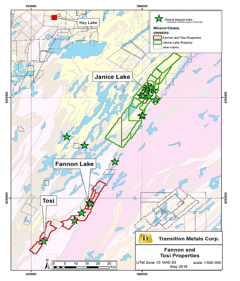 Figure 1:  Location of Wollaston Copper and Janice Lake Projects