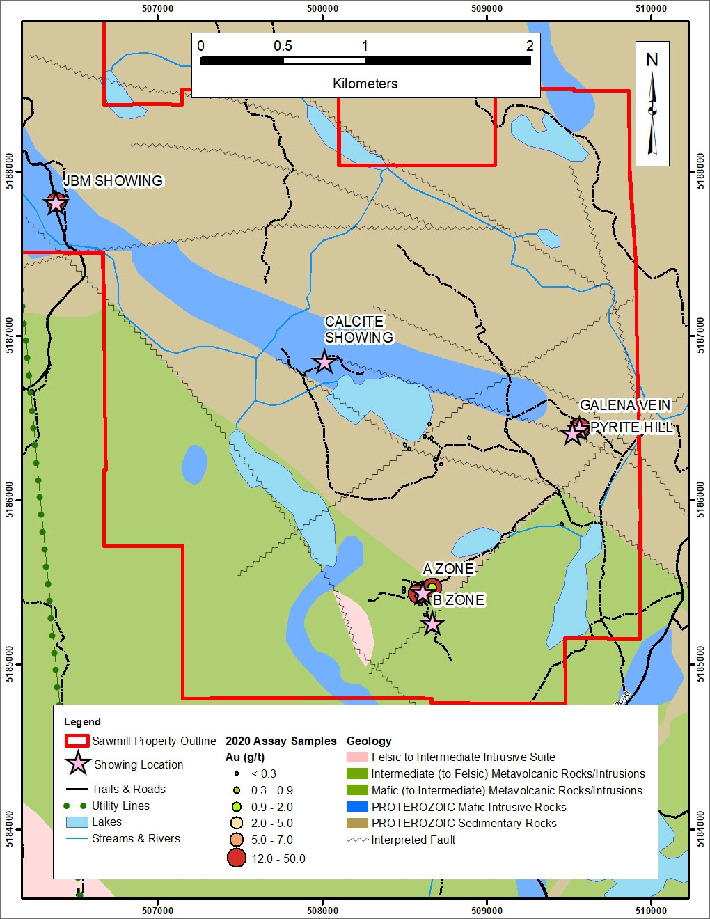 Figure 2: Sawmill Property Showing Areas