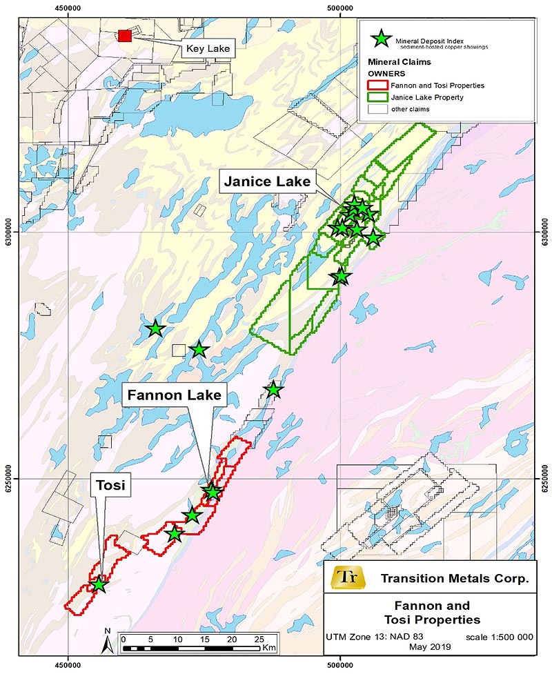 Figure 1:  Location of Wollaston Copper and Janice Lake Projects